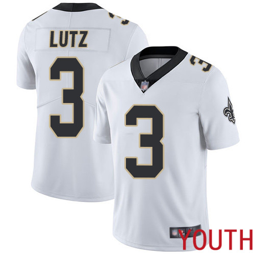 New Orleans Saints Limited White Youth Wil Lutz Road Jersey NFL Football #3 Vapor Untouchable Jersey->youth nfl jersey->Youth Jersey